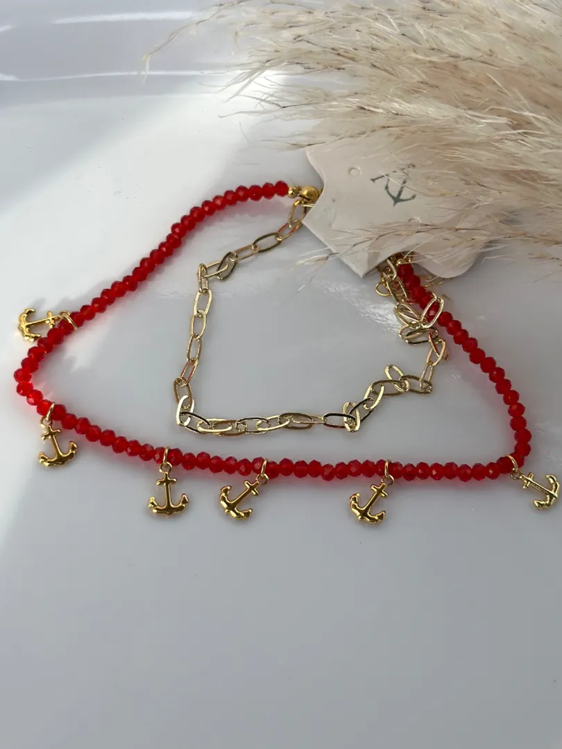 Tobillera murano ancla 