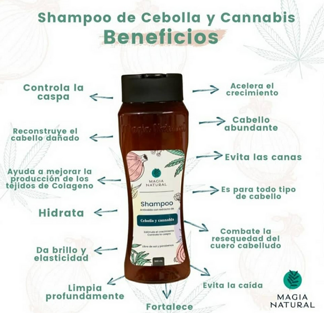 SHAMPOO ANTICAIDA CON CEBOLLA Y CANNABIS MAGIA NATURAL 500 ML