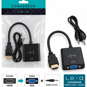 Imagen del producto Convertidor HDMI a VGA Lexa con audio