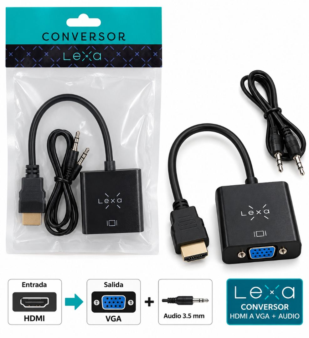 Convertidor HDMI a VGA Lexa con audio
