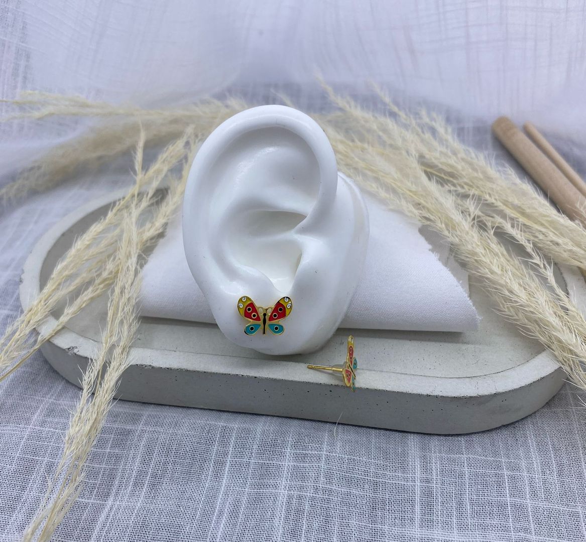 Topo mariposa, bronce con baño de oro 