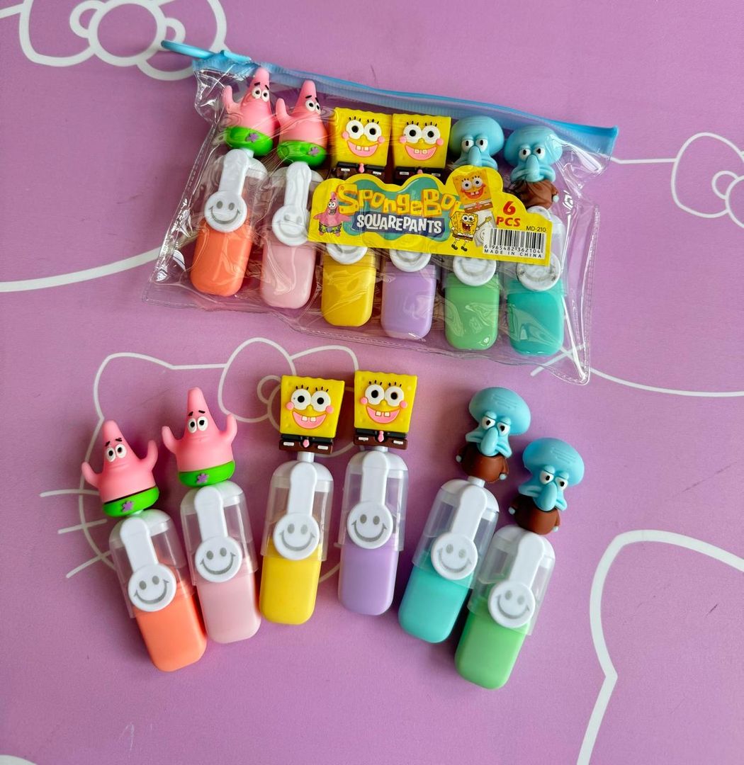 Resaltadores x6 Bob esponja 