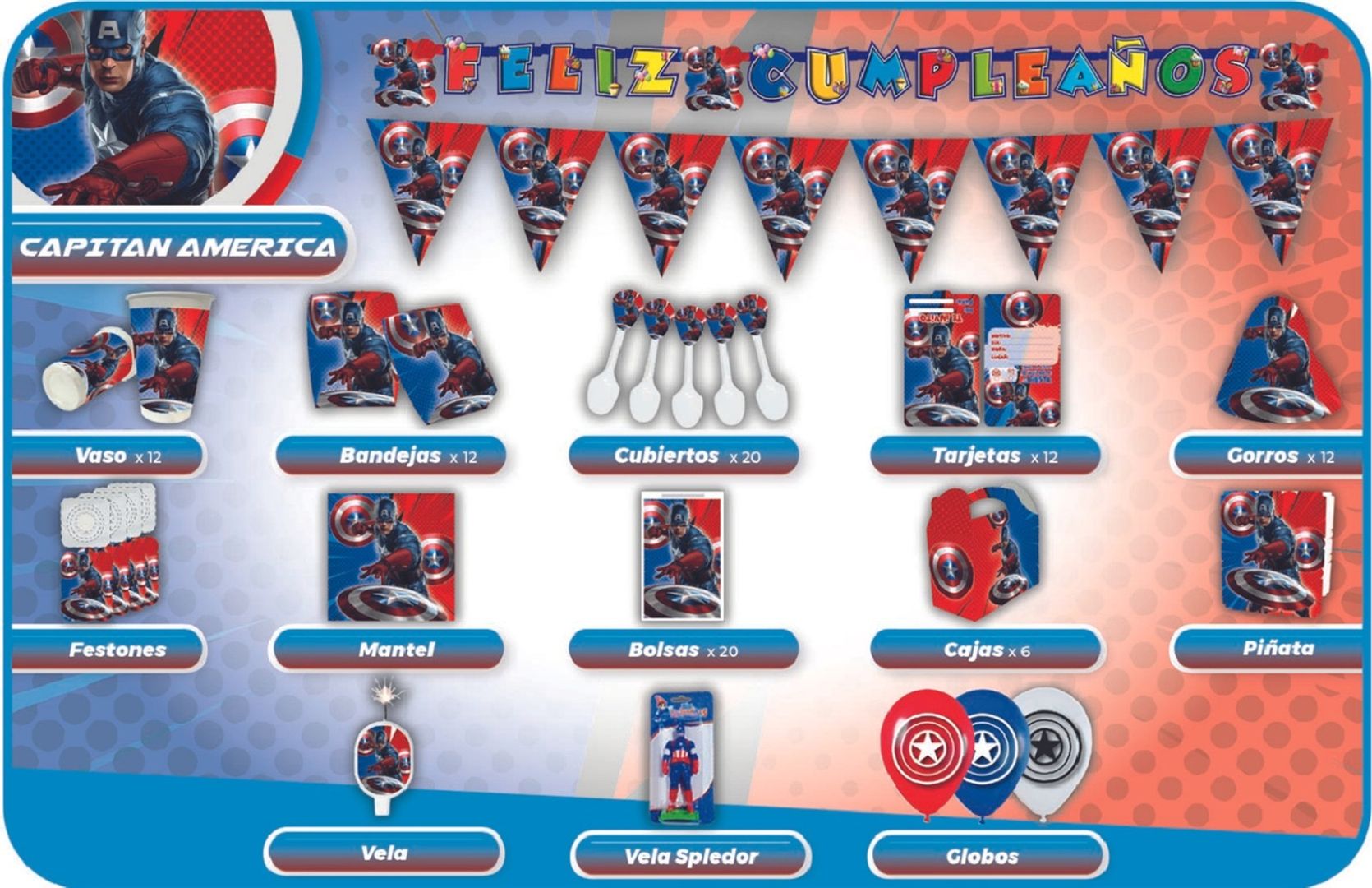 DECORACIÓN DE CAPITÁN AMERICA