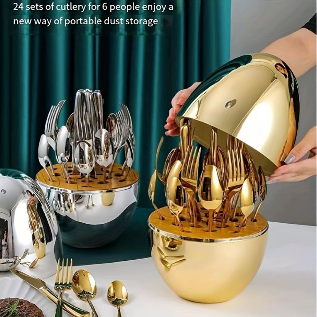 JUEGO DE CUBIERTOS EN ACERO x24pcs HUEVO ORGANIZADOR