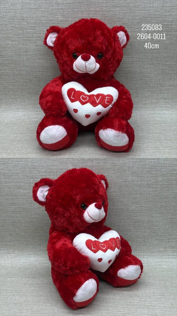 OSO ROJO CORAZON 40 CM