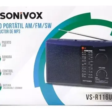 Imagen del producto Radio Parlante Inalámbrico Am/ Fm/ Sw Sonivox Vs-r116usbcr