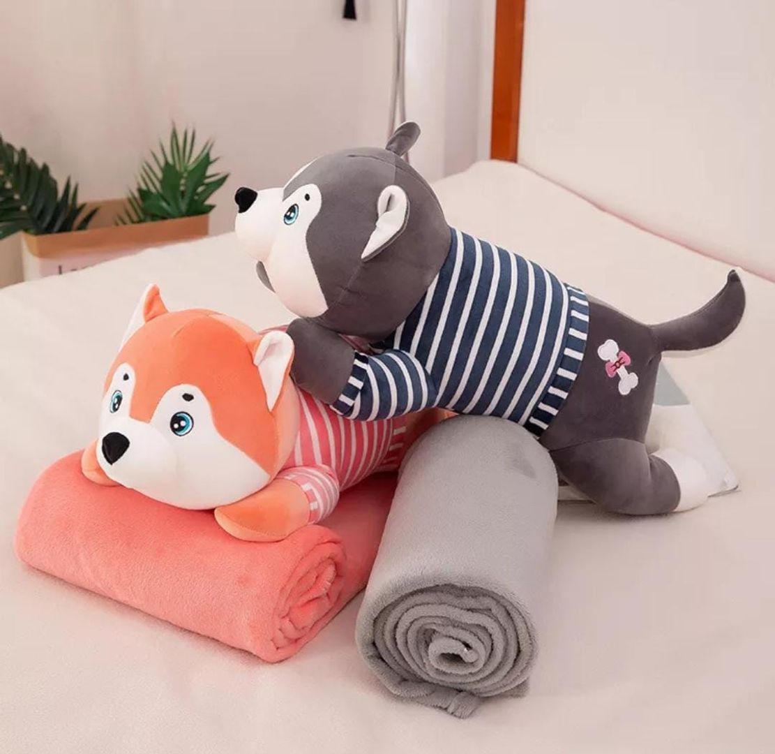 Cobija con Peluche Lobo