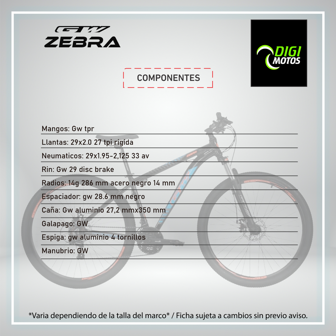 ZEBRA 7 VELOCIDADES FRENO MECANICO