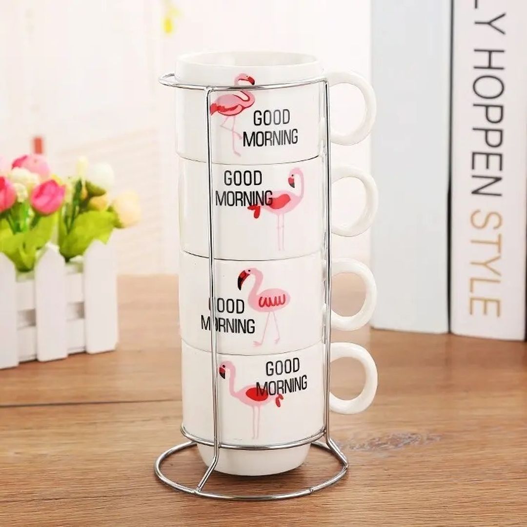 Torre Mug Set  x4 Unidades en Cerámica