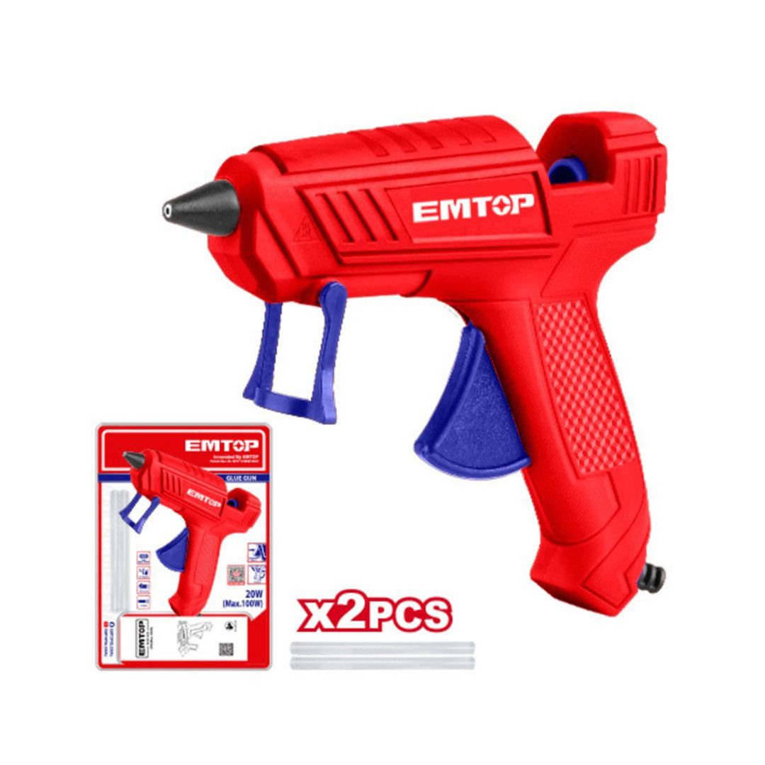 EMTOP PISTOLA SILICONA 100W/120V BARRA GRUESA 15-22GRS/MIN + 2BARRAS