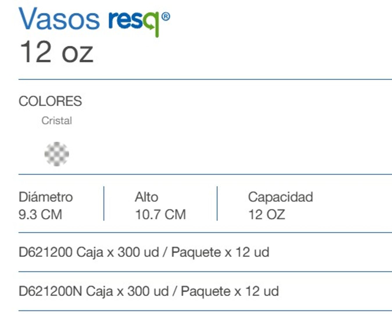       X. VASO RESQ 12 OZ CRISTAL - PQ X 12 UND 