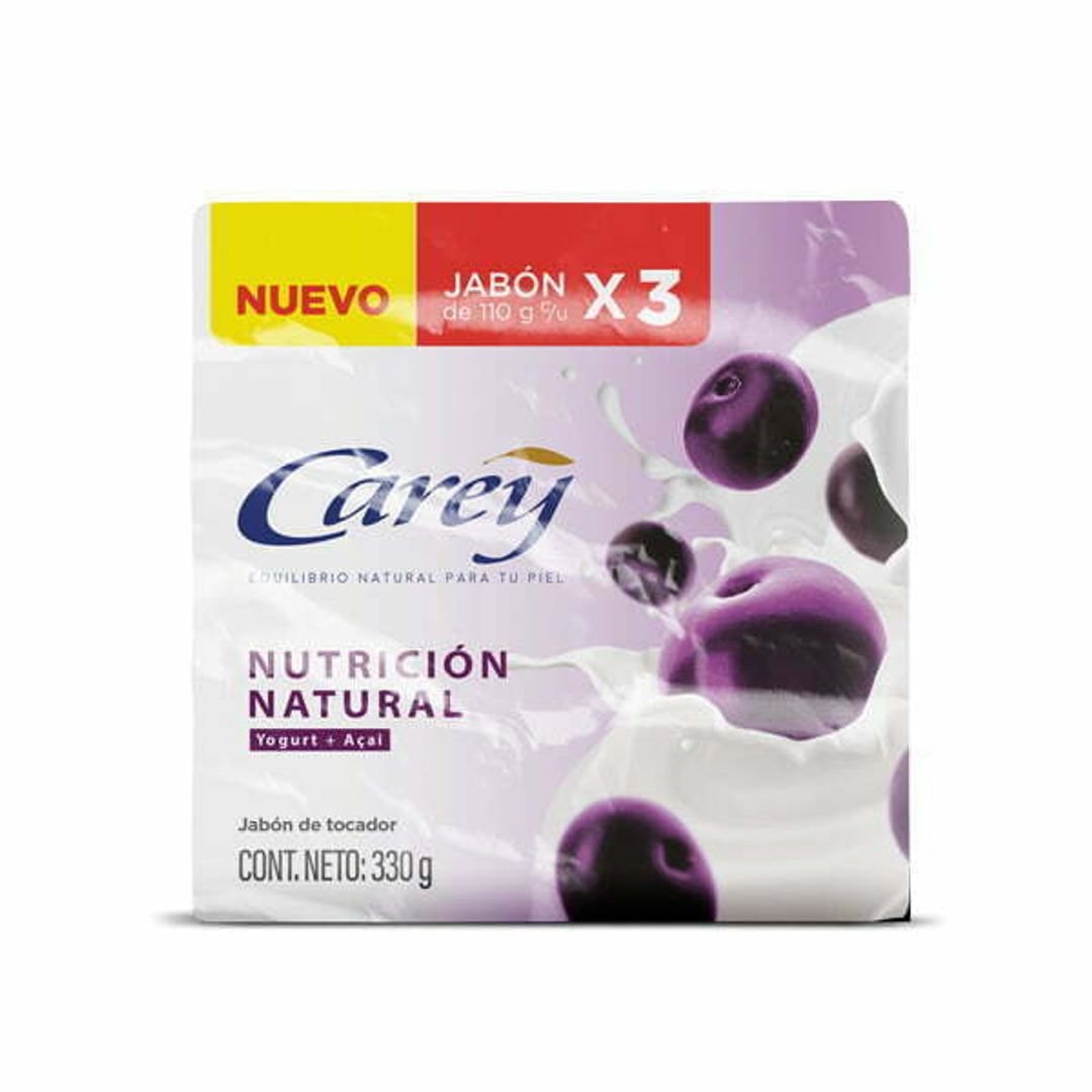 JABON DE BAÑO CAREY NUTRICION NATURAL X 110 GR - PAQ X 3 UND