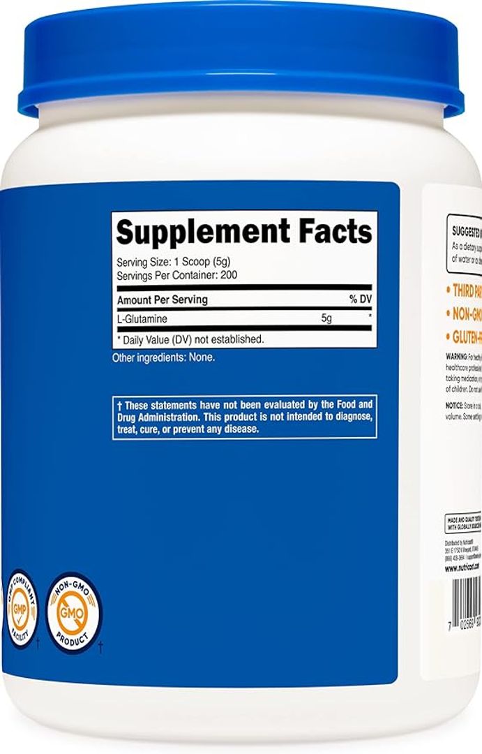 L Glutamina  5g 1 kilo 200Servings NUTRICOST