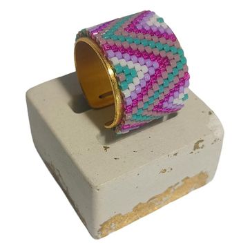 Anillo Tejido en Miyuki Patrón "V" - imagen 1