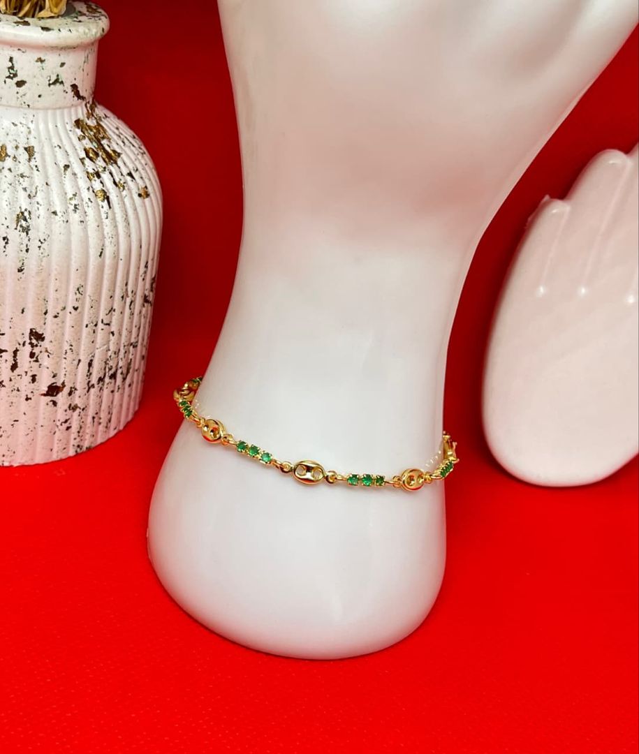 Pulsera gucci tri-circon verde de 18cm y 3mm