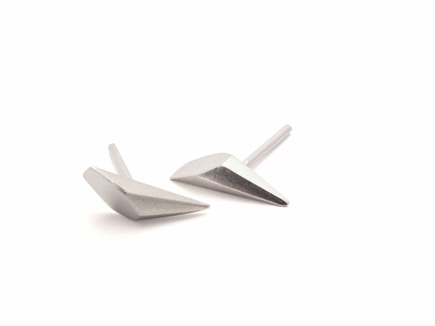SILVER CUT CONE STUDS