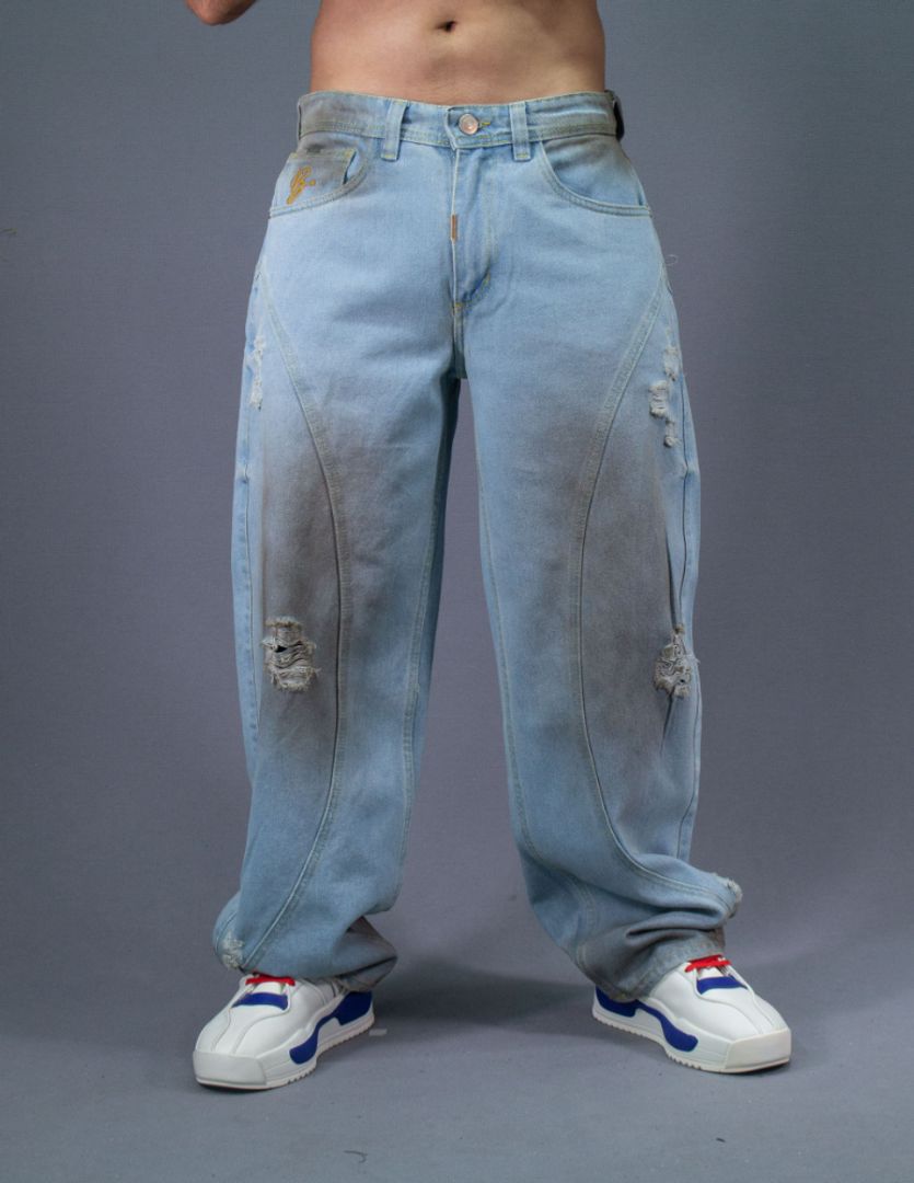 JEANS SUPER BAGGY CORTES AZUL