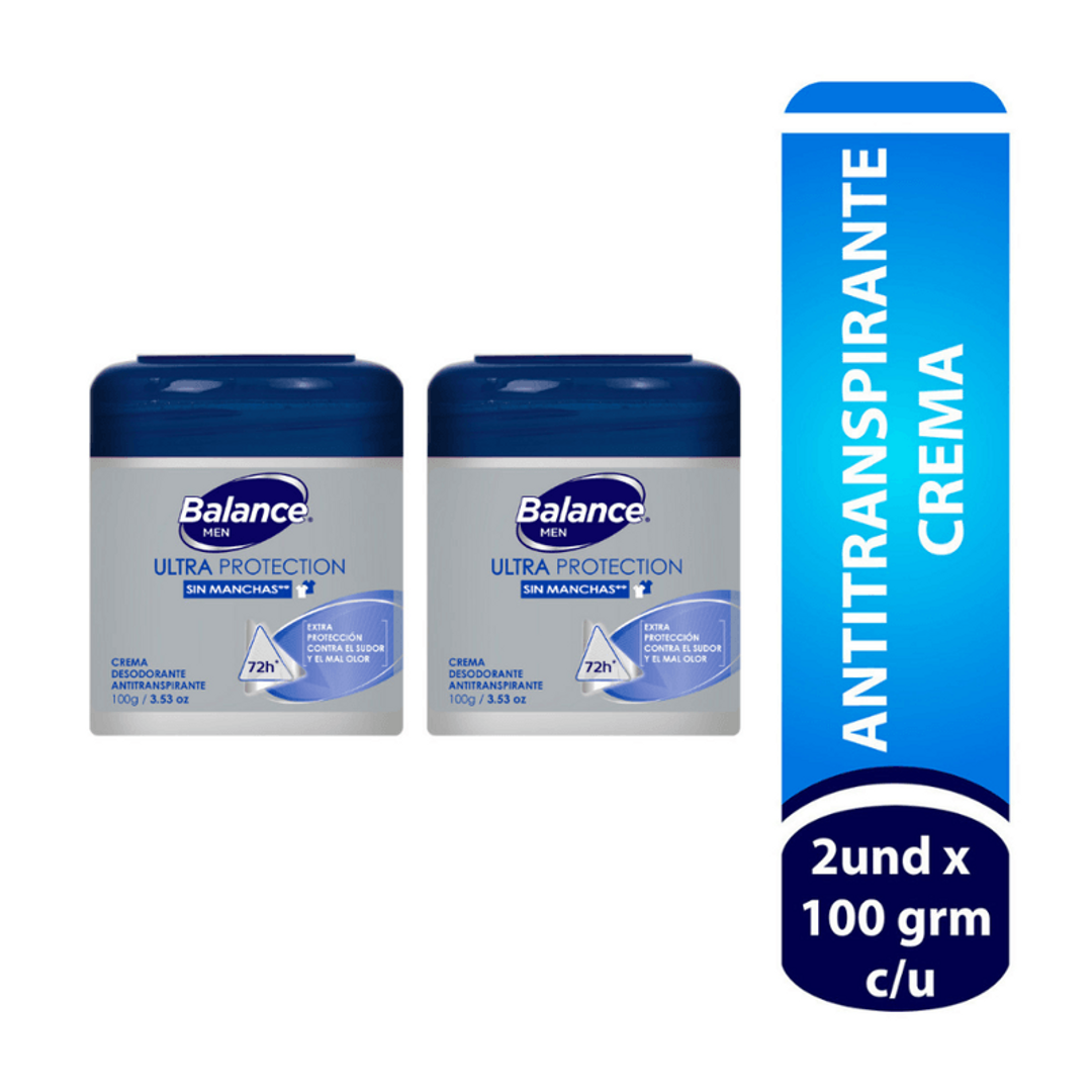 Desodorante Balance Crema Ultra Transpirante Hombre 2 Und 100 Gr