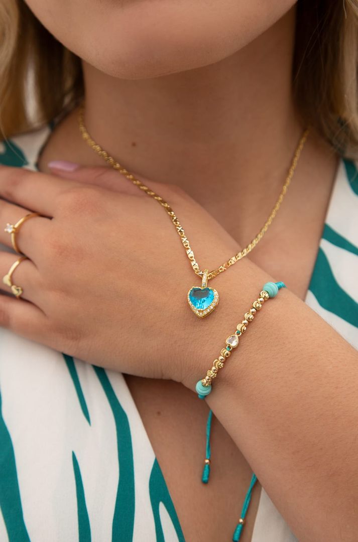 Cadena más dije corazon azul