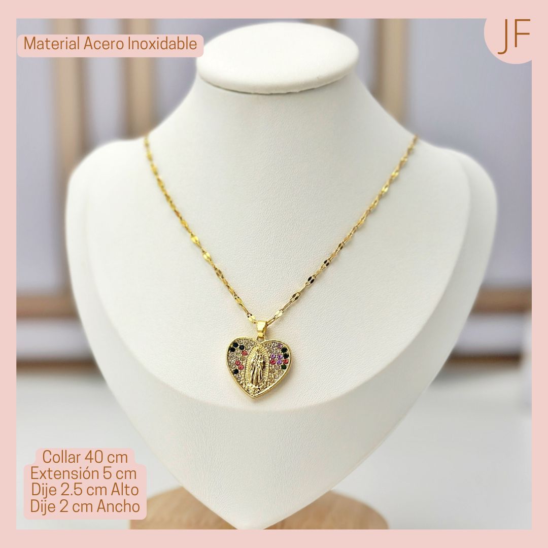 Collar Acero Inoxidable Virgen Maria 