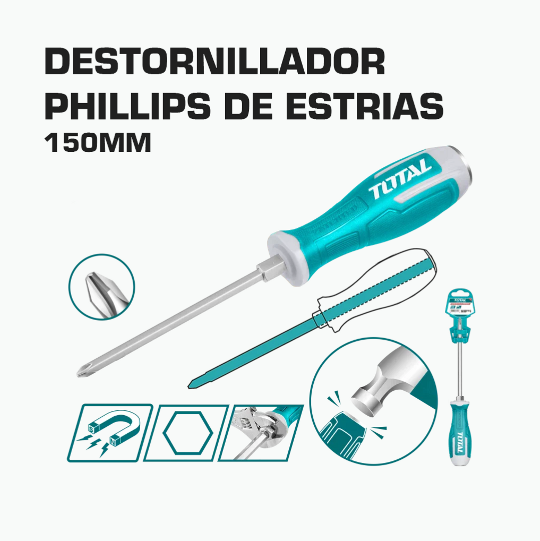 DESTORNILLADOR PHILLIPS DE ESTRIAS PH2*150MM