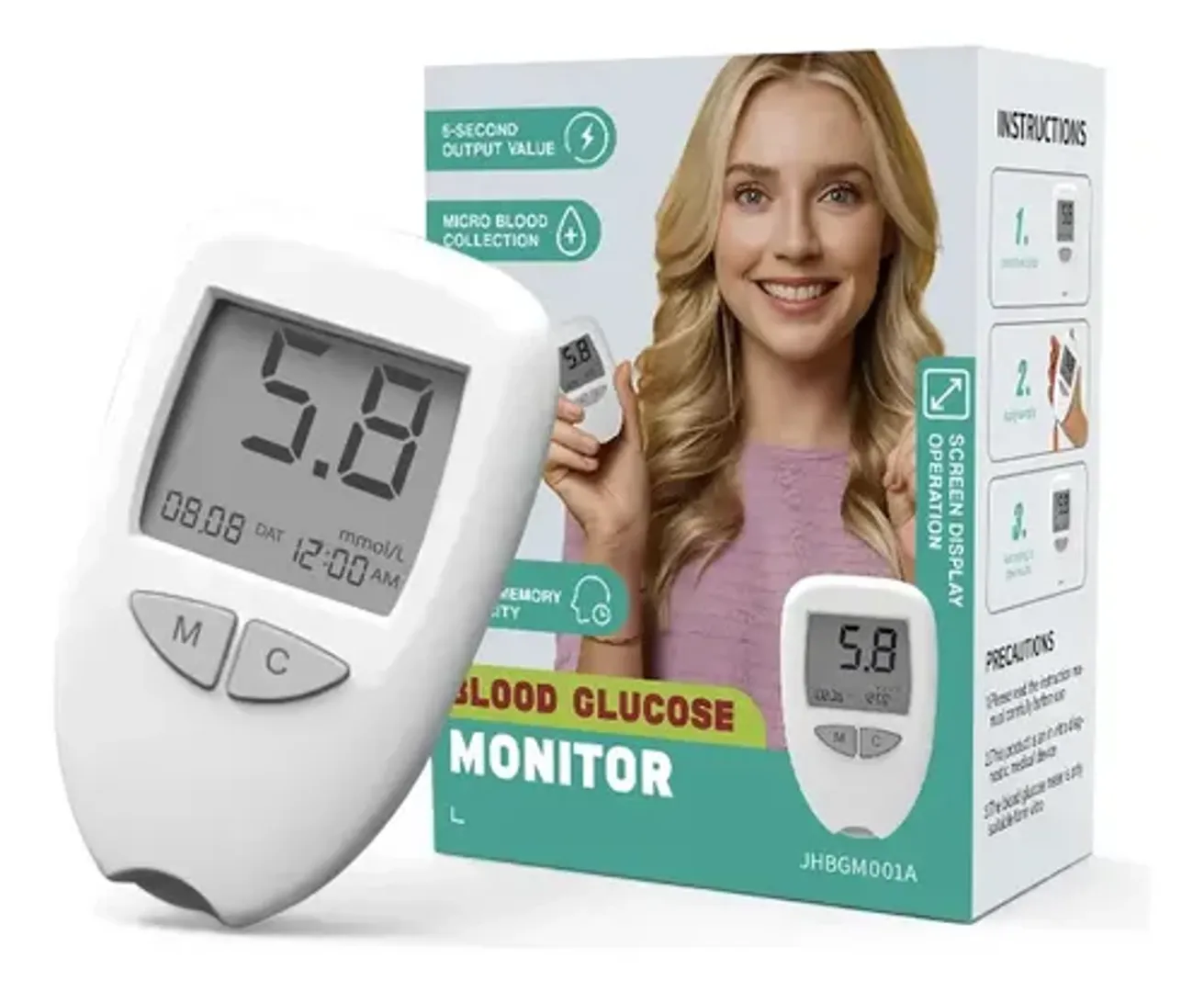 GLUCOMETRO DIGITAL MEDIDOR DE GLUCOSA TIRILLAS Y LANCETAS X50 BLOOD GLUCOSE