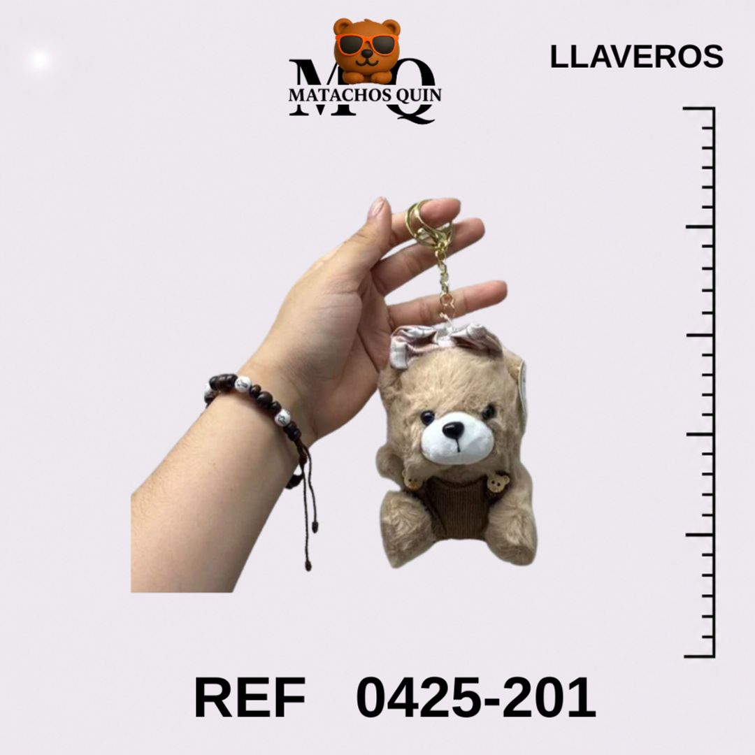 LLAVEROS DE OSITAS CON OVEROL Y MOÑO