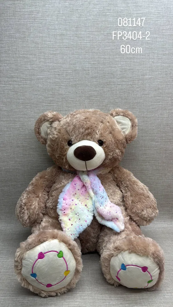 OSO MARRON CLARO CON BUFANDA MULTICOLOR 60 CM