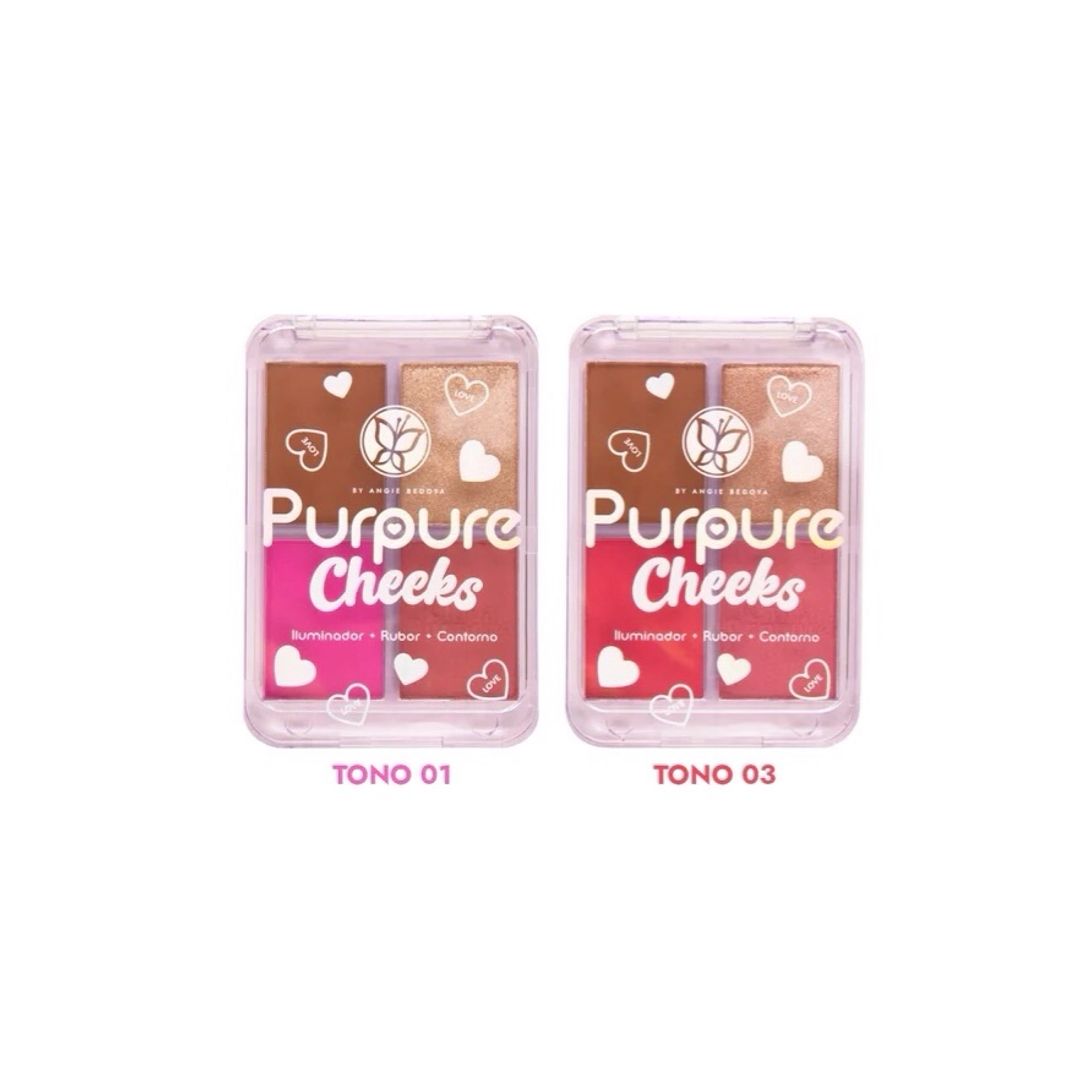 PALETA X4 ILUMINADOR + RUBOR Y CONTORNO PURPURE CHEEKS