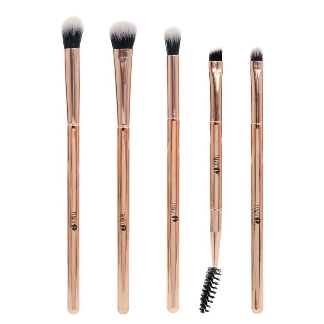 Kit Brocha Ojos Metalica Oro Rosa