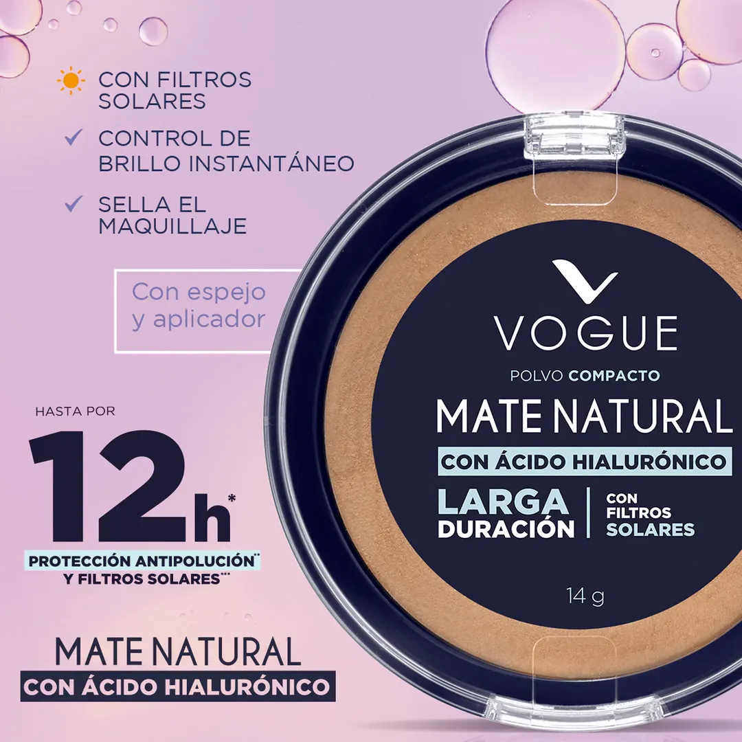 POLVO COMPACTO VOGUE MATE NATURAL 