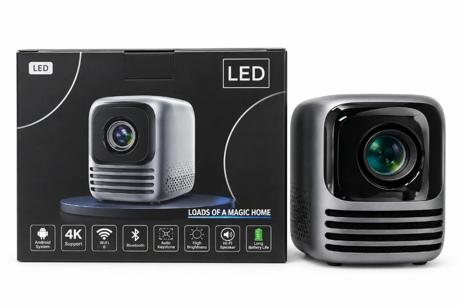 PROYECTOR INTELIGENTE LCD FULL HD PORTATIL 4K T10