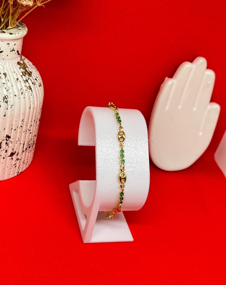 Pulsera gucci tri-circon verde de 18cm y 3mm