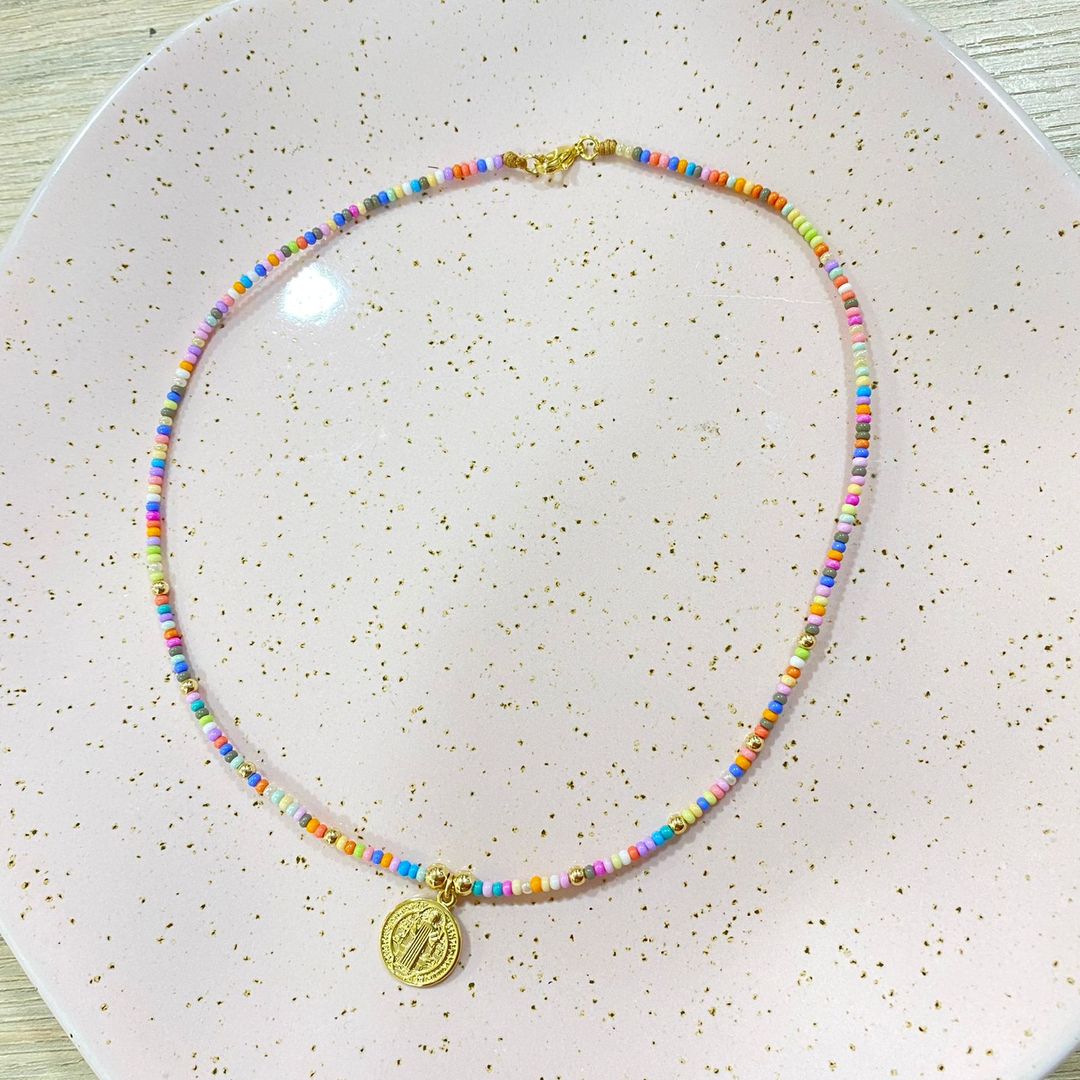 Choker San benito balín 3-4mm con mostacilla tutti