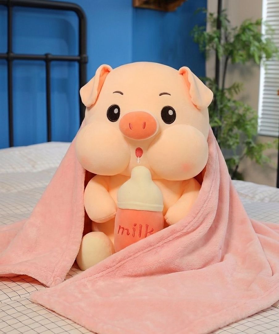 Cojín con cobija cerdito 