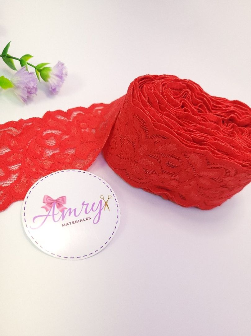 Encaje Elástico Rojo 5cm