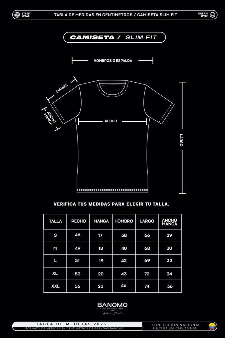 TABLA DE MEDIDAS CAMISETA SLIM FIT Y COMBINADAS