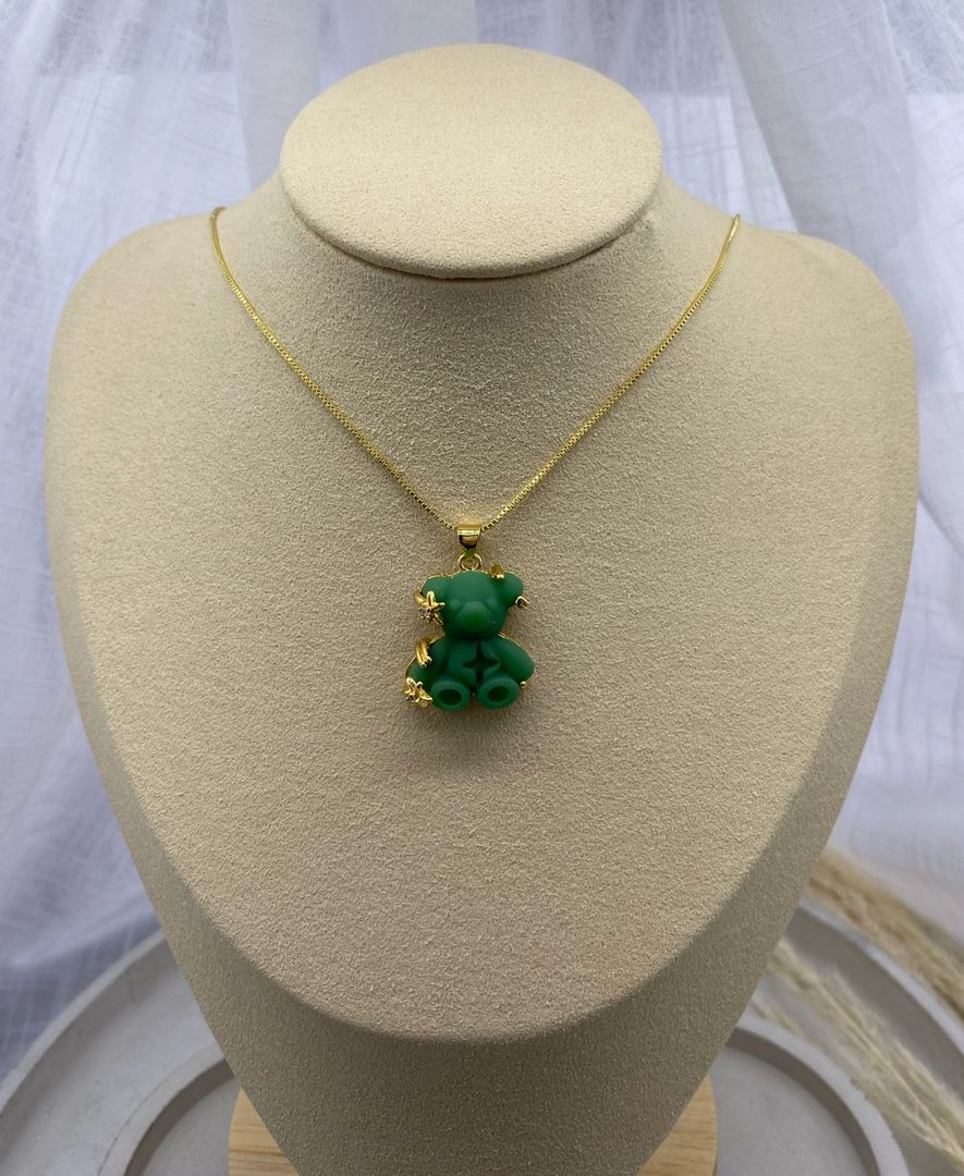 Dije oso, verde, dorado, covergold 