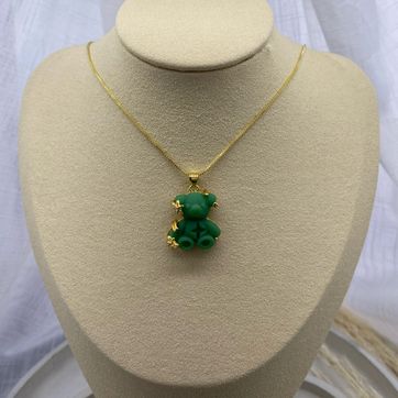 Imagen del producto Dije oso, verde, dorado, covergold 