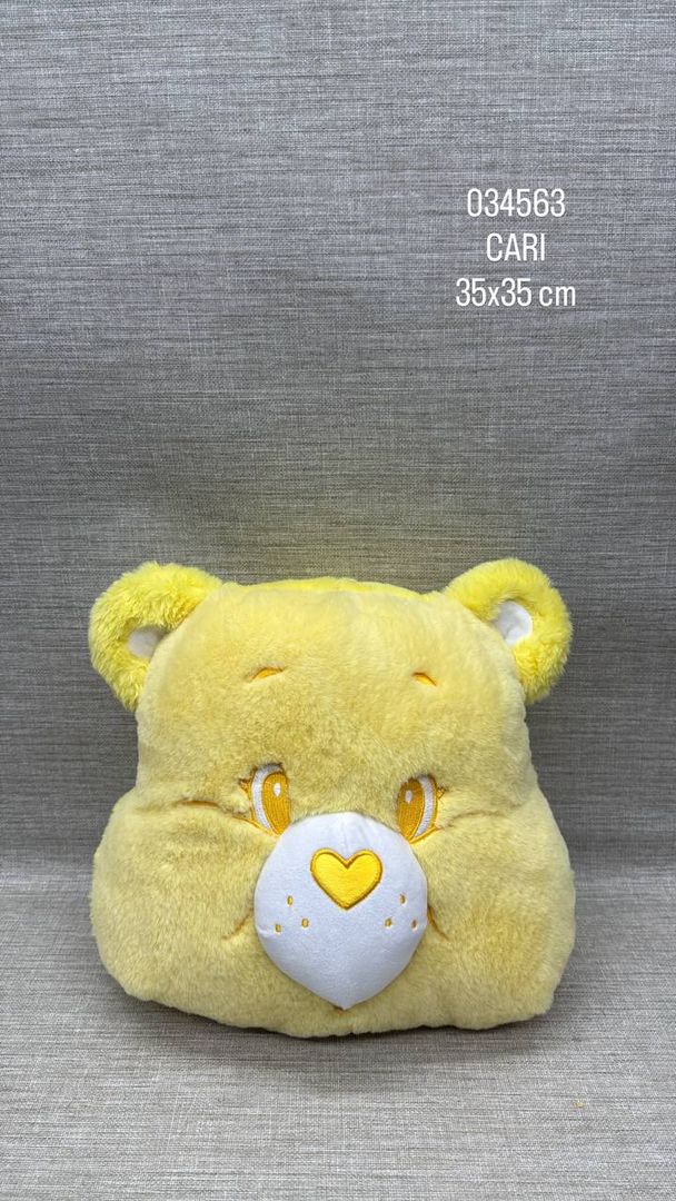 COJIN CARITA DE CARIÑOSO AMARILLO 35X35 CM