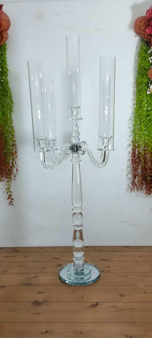 CANDELABROS CRISTAL - 5 BRAZOS LISO