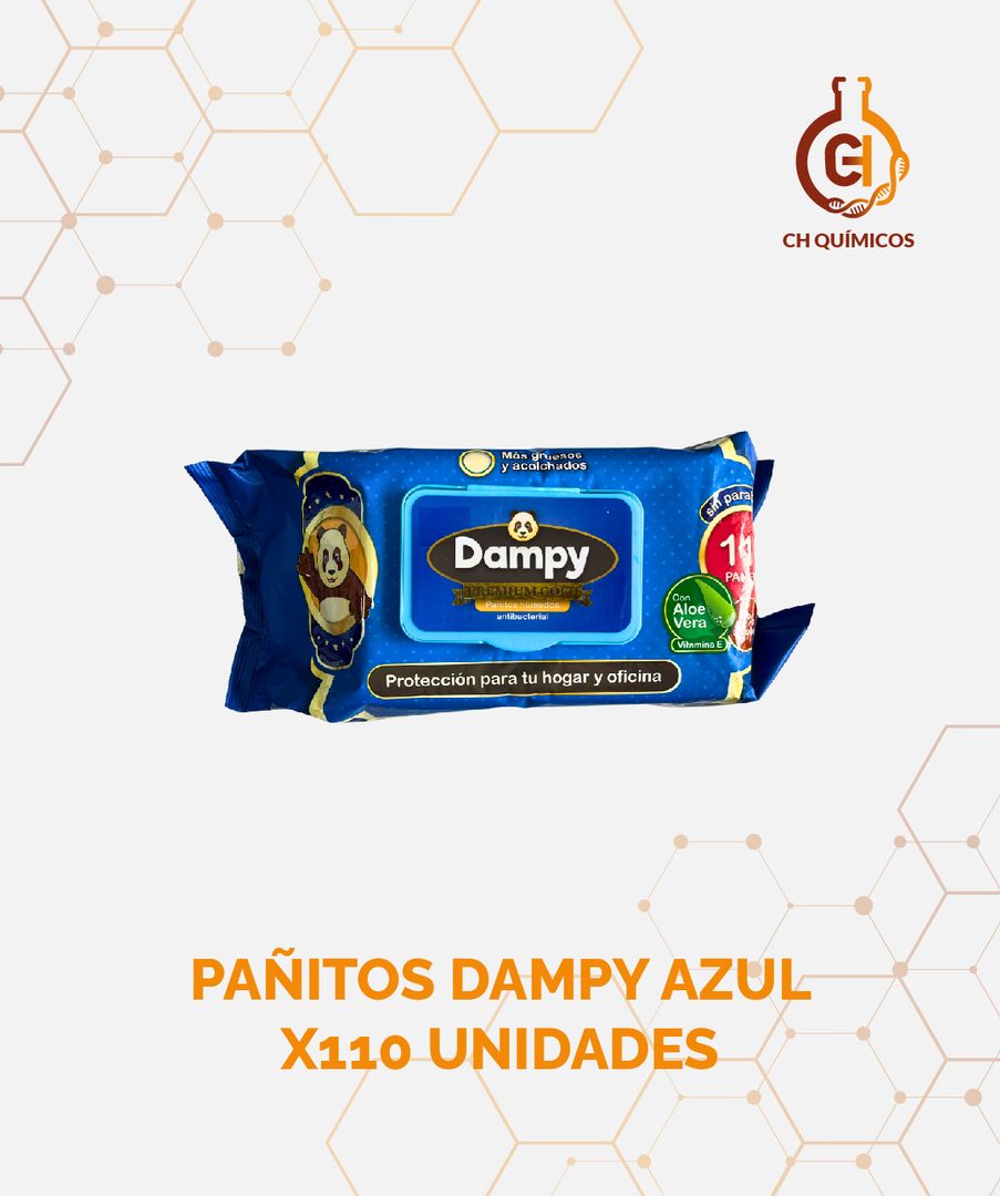 PAÑITOS HÚMEDOS ANTIBACTERIAL DAMPY AZULES X110 UNIDADES