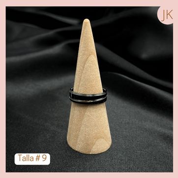 Imagen del producto Anillo Acero Hombre Negro Lineas