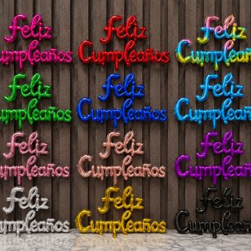 Imagen del producto LETRERO METALIZADO  CURSIVO FELIZ CUMPLEAÑOS  SURTIDO
