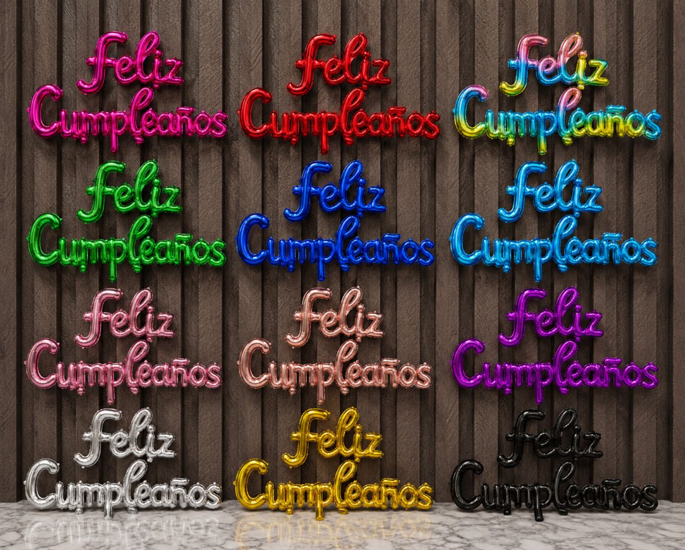 GLOBO FOIL CURSIVO FELIZ CUMPLEAÑOS  SURTIDO