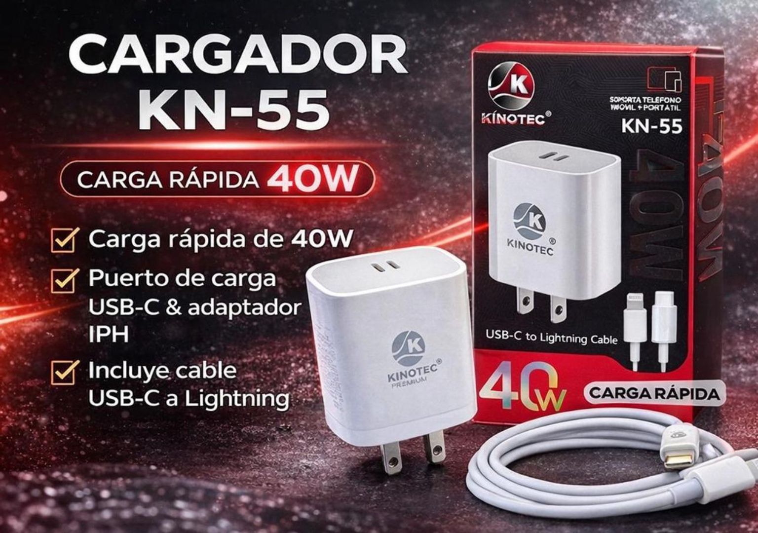 CARGADOR IPHONE 2 IN 1 LIGTHING TC