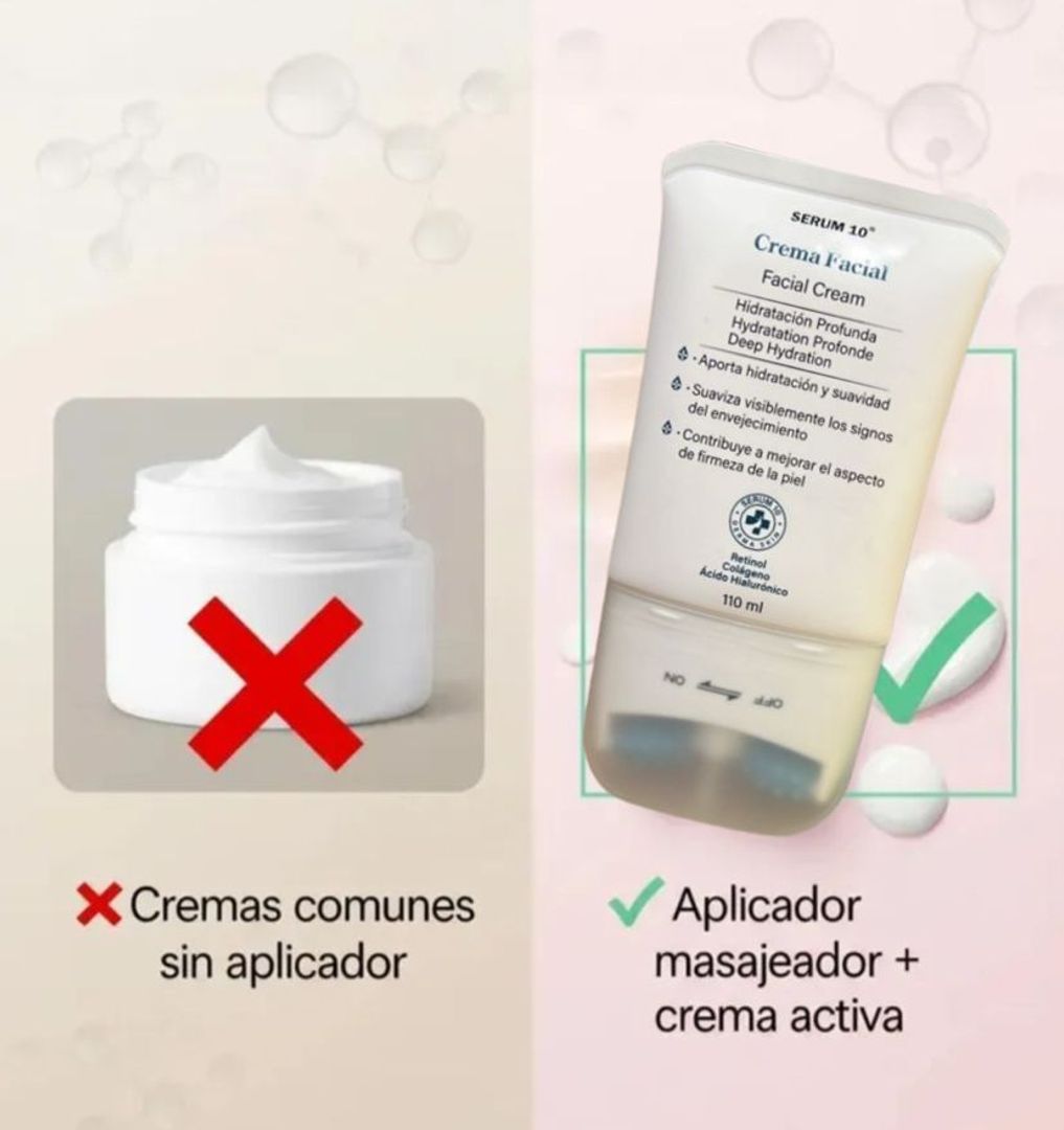 Crema Facial Hidratación Profunda con Rodillo Serum 10