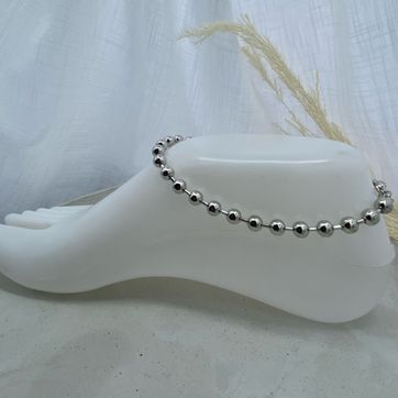 Imagen del producto Tobillera perlas, grande, plateada, covergold 