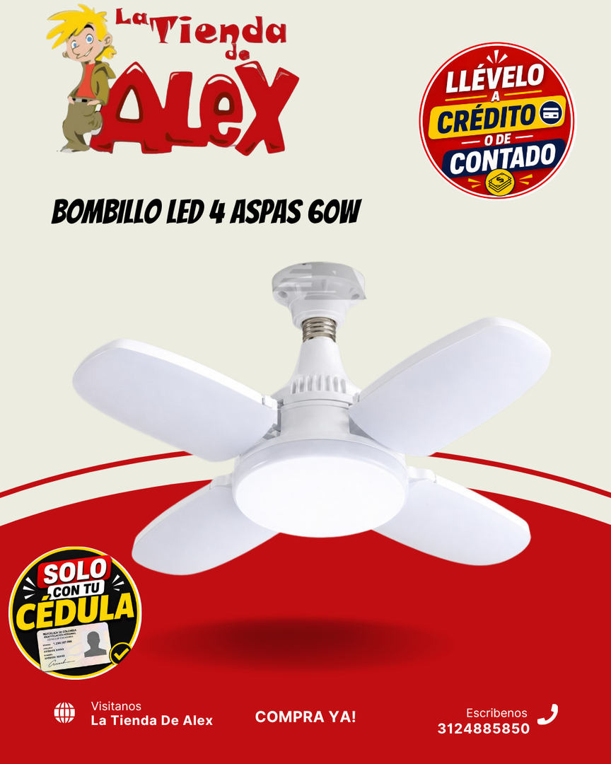 BOMBILLO LED 4 ASPAS 60W
