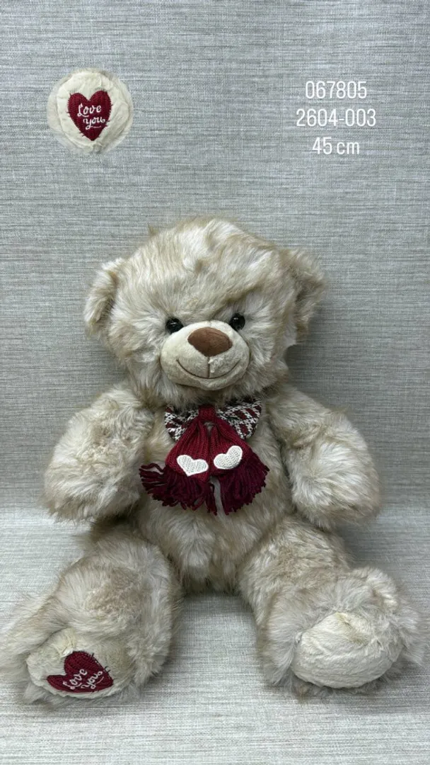 OSO PELUDITO CREMA CON BUFANDA 45 CM